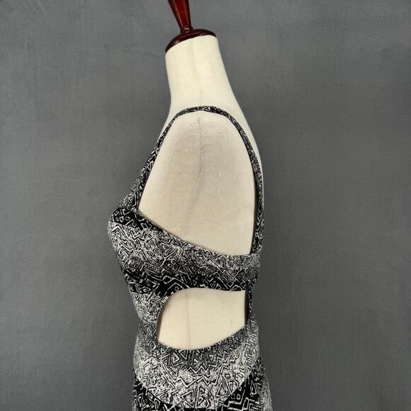 Nom De Plume Yaya Abstract Geometric Print Maxi Dress M Black White Cut Outs - Picture 8 of 13